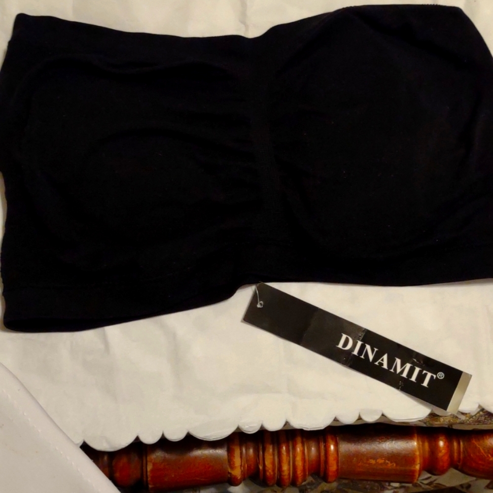 7x-8x Dinamit Women's Plus Size Seamless Padded Bandeau Tube Top, Black NWT